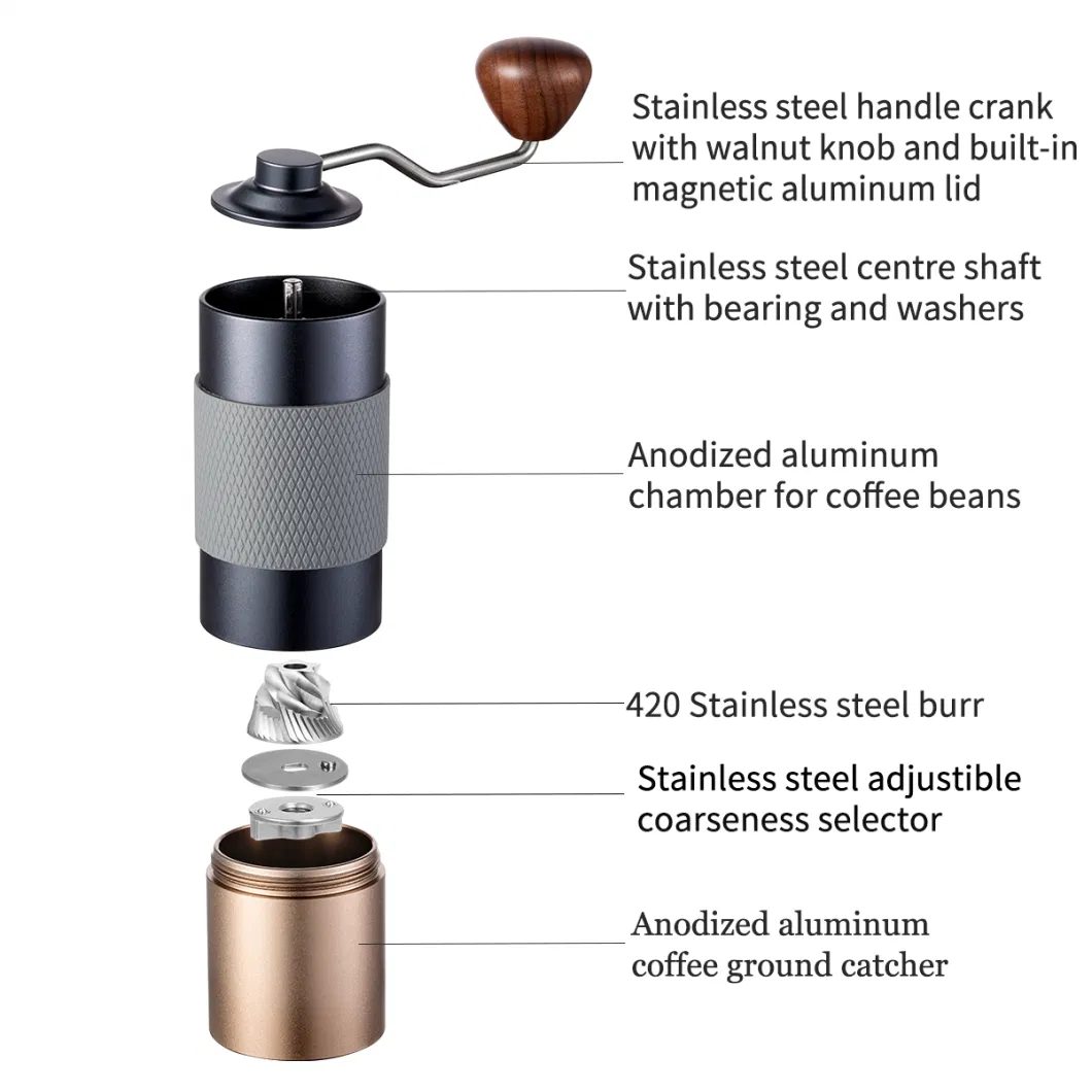 DIY Mini Coffee Bean Grinder Hand Held Burrs Comandante Portable Manual Coffee Grinder